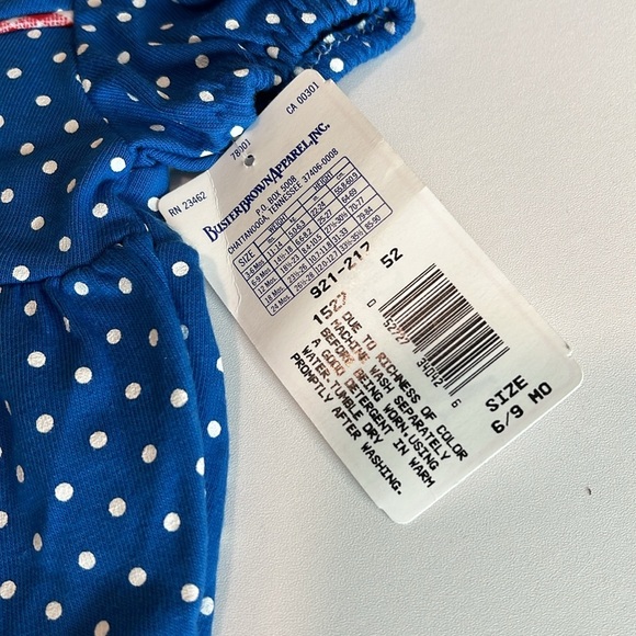 BusterBrown - 6-9m blue and red polka dot romper - Picture 4 of 7